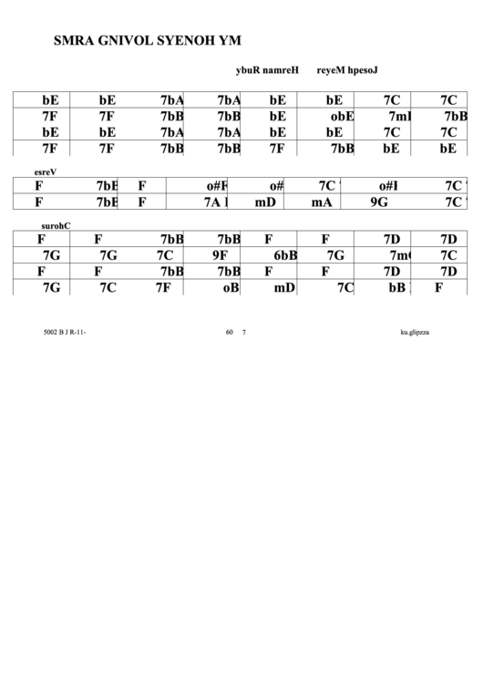 My Honeys Loving Arms Jazz Chord Chart Printable pdf