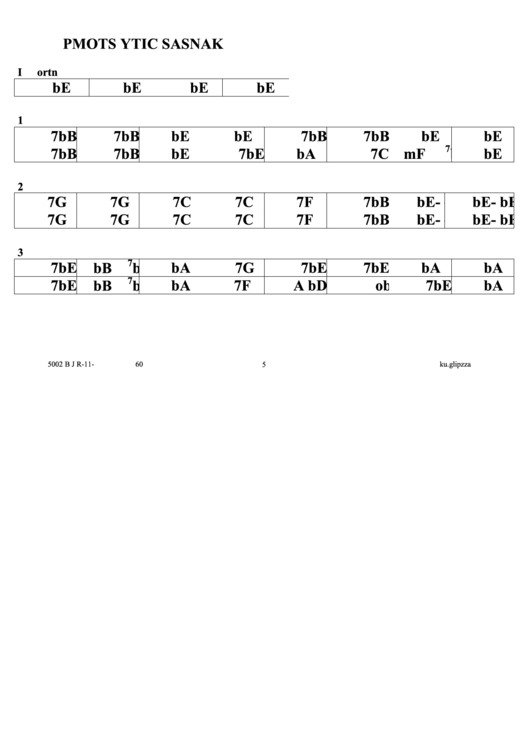 Kansas City Stomp Jazz Chord Chart Printable pdf