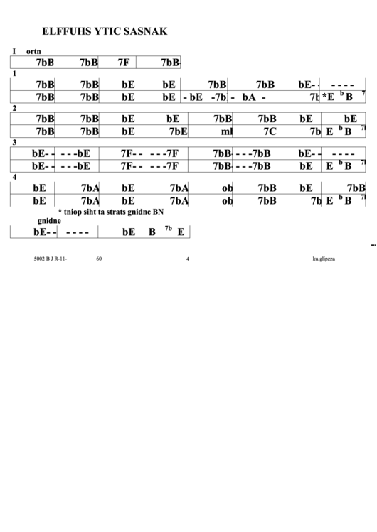 Kansas City Shuffle Jazz Chord Chart Printable pdf