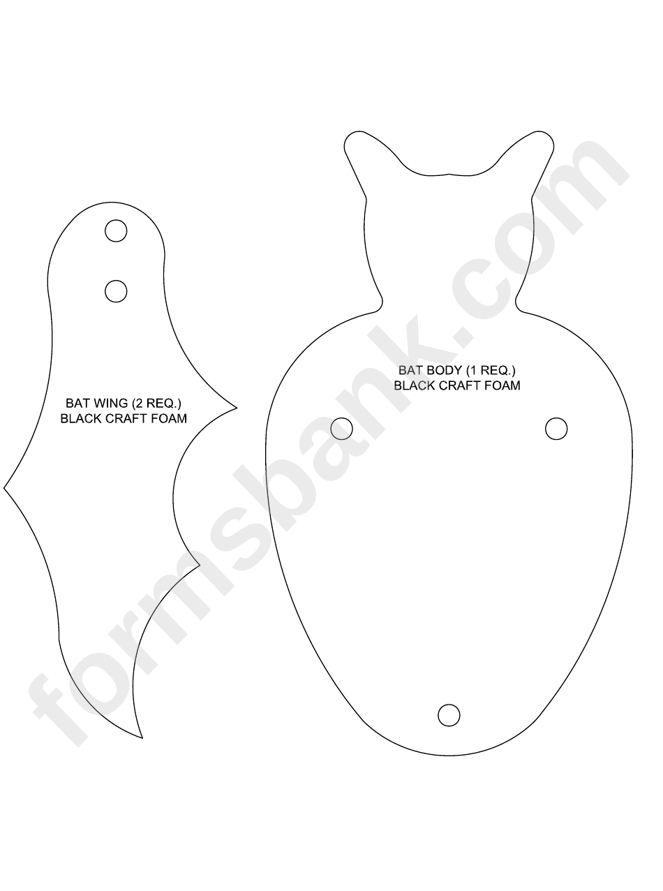 Bat Body And Wing Craft Template