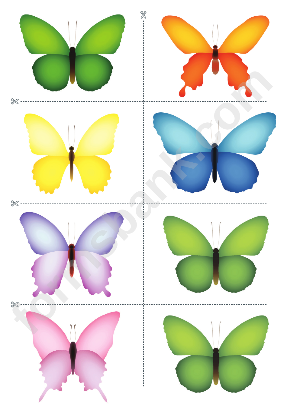 Multicolor Butterfly Craft Template