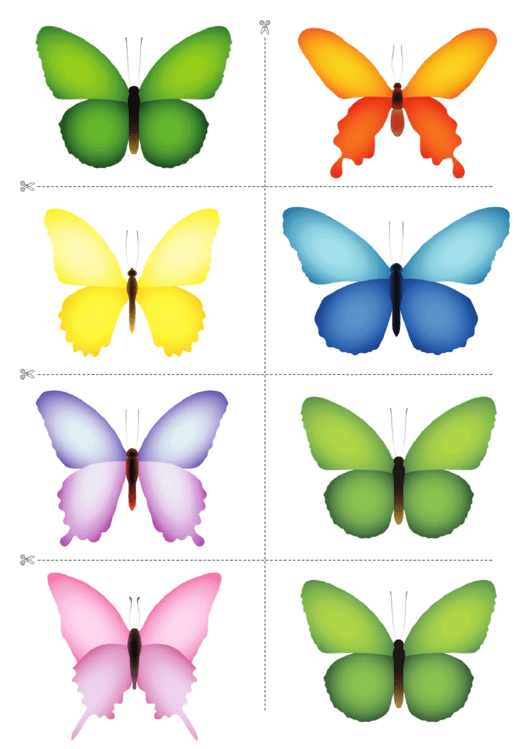 Multicolor Butterfly Craft Template