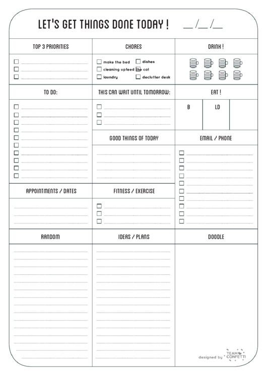 Things Done Today Chart Printable pdf