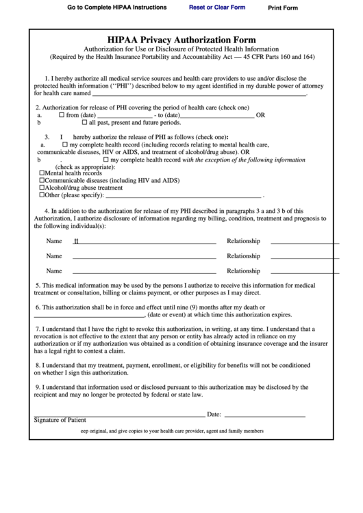 Free Printable Hipaa Consent Forms Templates Printable