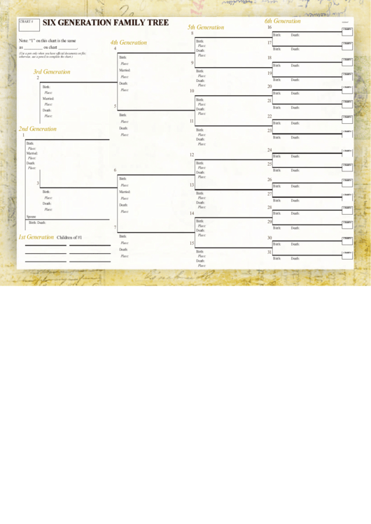 Six Generation Family Tree Template