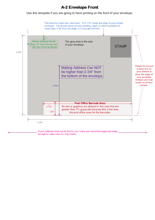 A-2 Envelope Front & Back Template Printable pdf