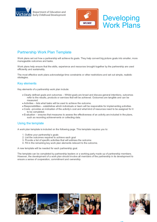 Partnership Work Plan Template Printable pdf