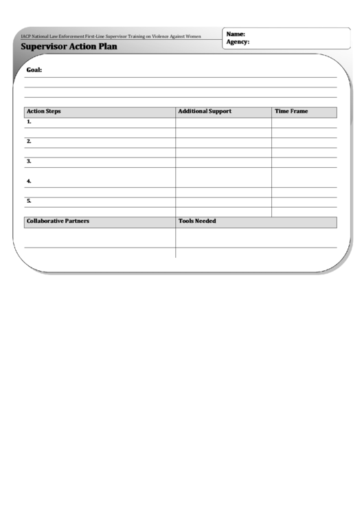 Supervisor Action Plan Printable pdf