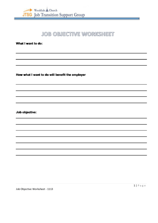 Job Objective Worksheet