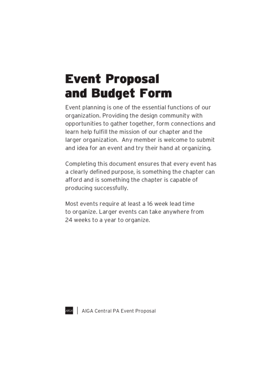 Event Proposal And Budget Form Printable pdf