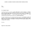 Sample Academic Training Employment Offer Letter