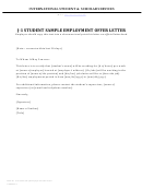 J1 Student Sample Employment Offer Letter