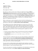 Sample Consumer Denial Letter Template Printable pdf