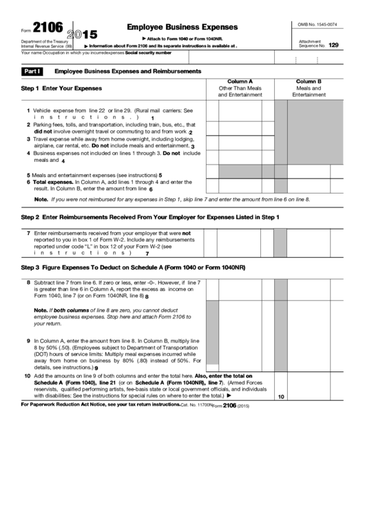 36 Irs 2106 Forms And Templates free to download in PDF