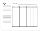 Blank Monthly Calendar Template With Notes