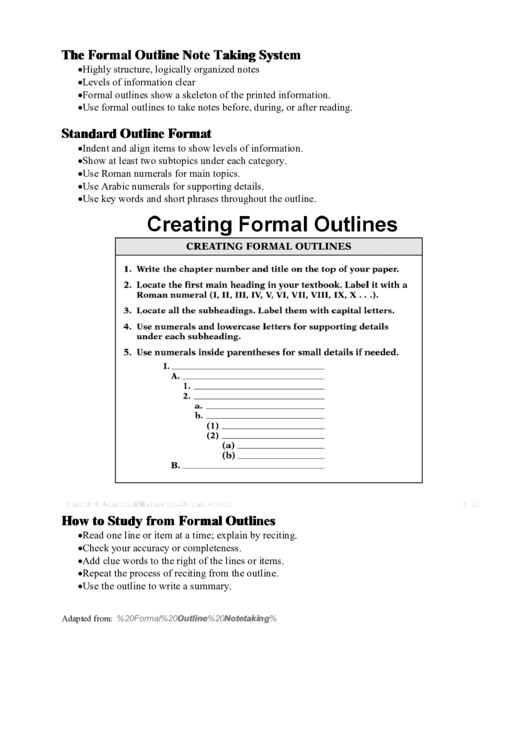 Notes Outline Template