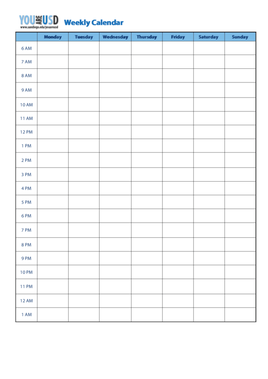 Weekly Calendar Template Printable pdf