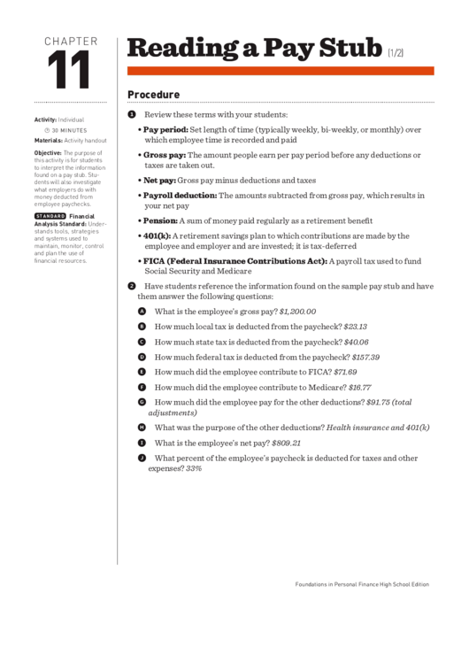 Reading A Pay Stub Worksheet - Escolagersonalvesgui