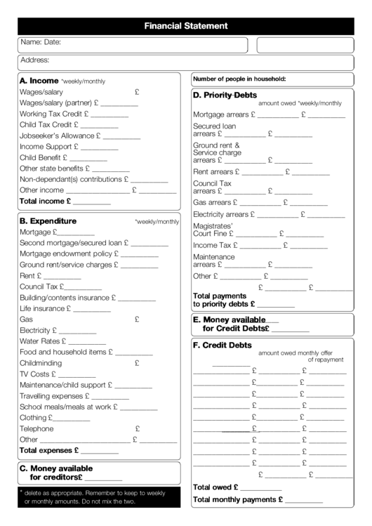 Financial Statement Printable pdf