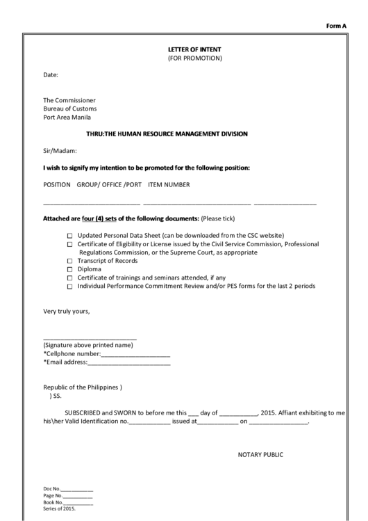 Letter Of Intent Printable pdf