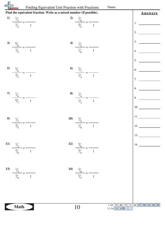 Finding Equivalent Unit Fraction With Fractions Worksheet