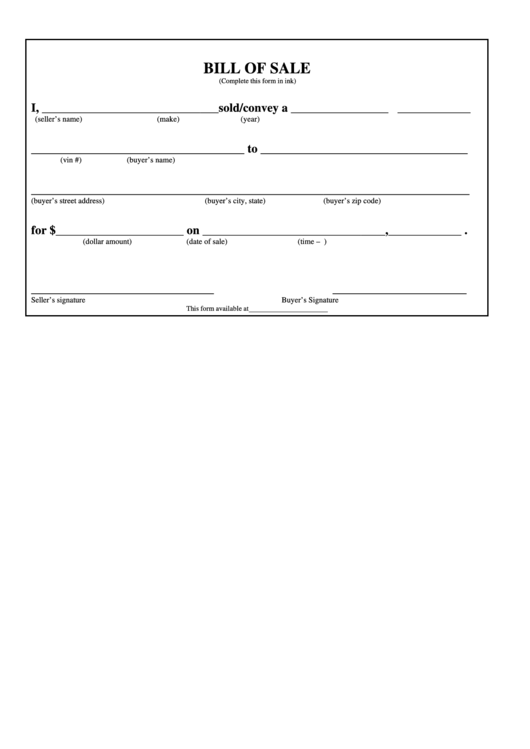 Fillable Bill Of Sale Form (Fillable) Printable pdf