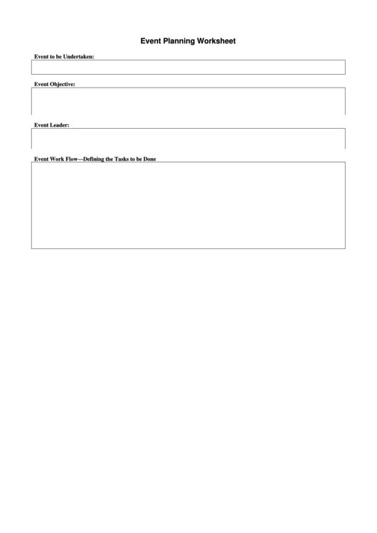 Event Planning Worksheet Printable pdf