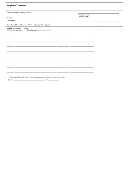 Employee Timesheet Printable pdf