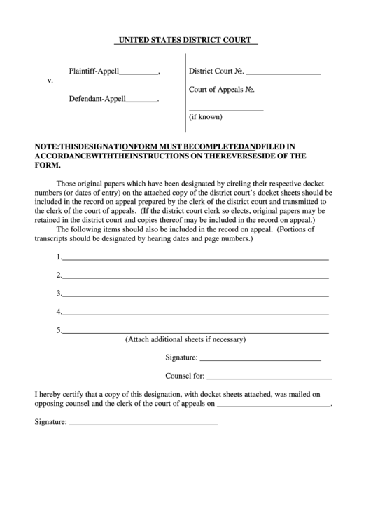Designation Form (With Instructions) Printable pdf