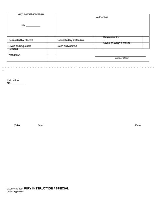 Fillable Form Laciv 129 - Jury Instruction/special Printable pdf