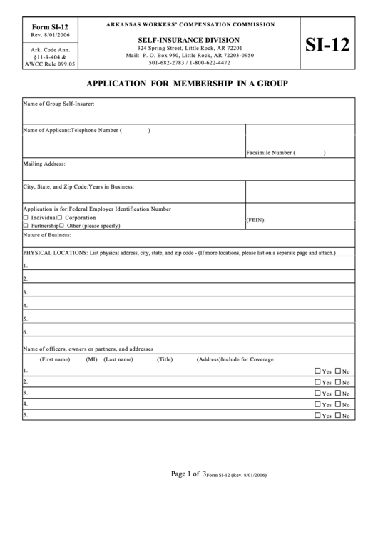 Application For Membership In A Group Printable pdf