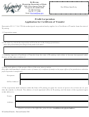 Fillable Profit Corporation Application For Certificate Of Transfer - Wyoming Secretary Of State Printable pdf