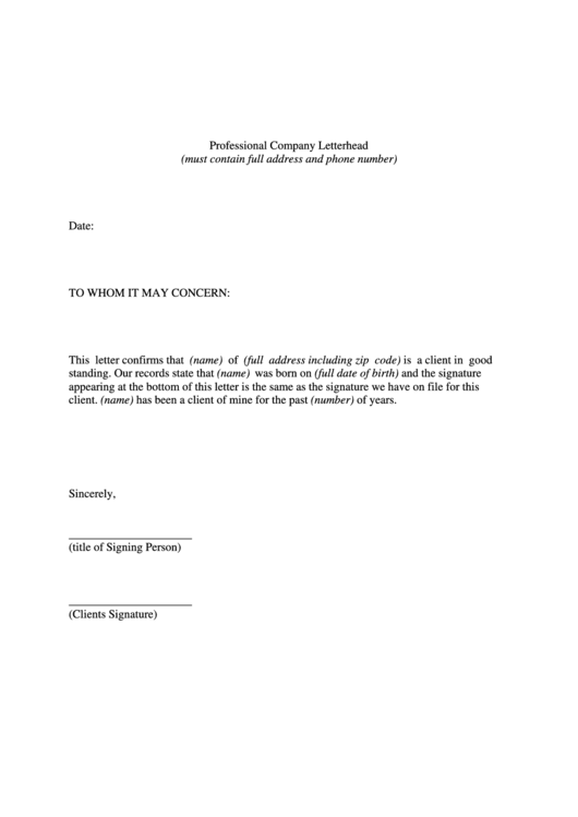 Sample Professional Reference Letter Template Printable pdf
