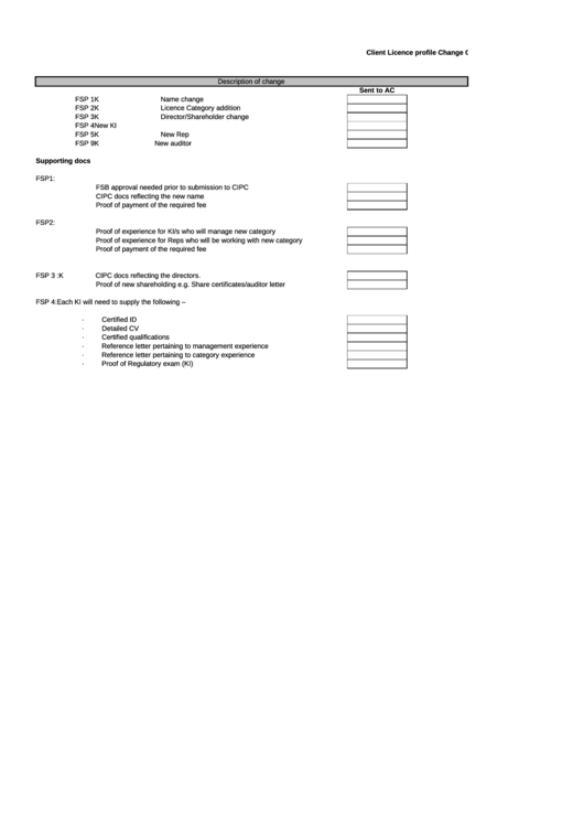 Client Licence Profile Change Printable pdf