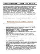A Modern Version Of Madeline Hunter's Lesson Plan Template