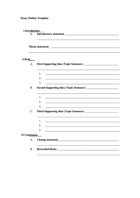 Fillable Essay Outline Template Printable Pdf Download