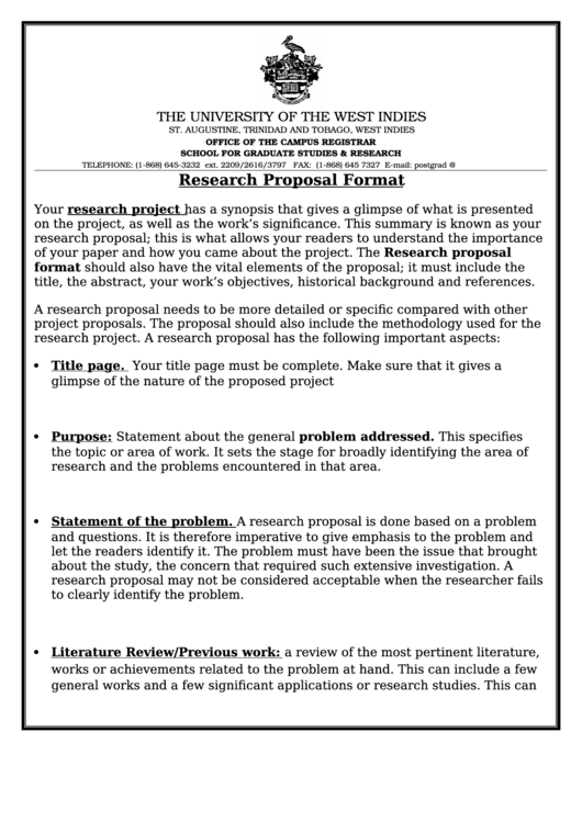 standard format of a research proposal