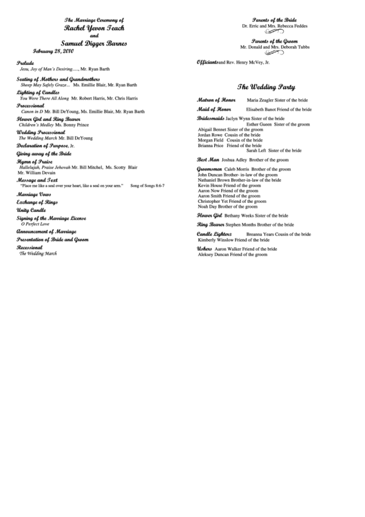 Wedding Program Sample Template Printable pdf
