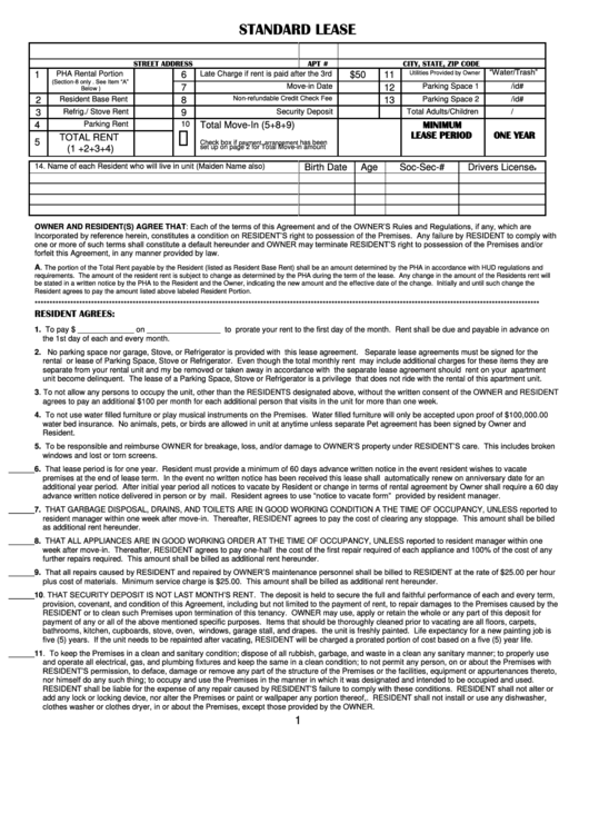 Standard Commercial Lease Agreement Template Printable pdf