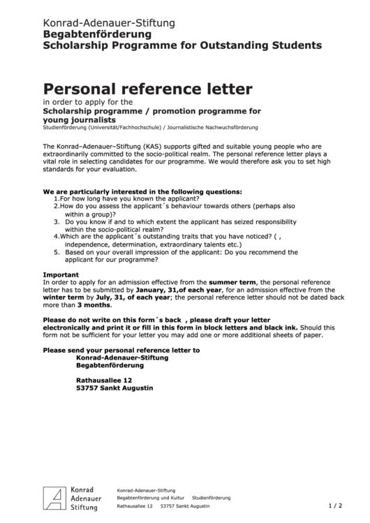 Fillable Personal Reference Letter Template Printable pdf