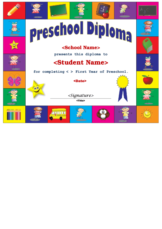 Preschool Diploma Printable pdf