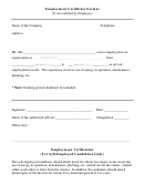 Employment Verification Certificate Form