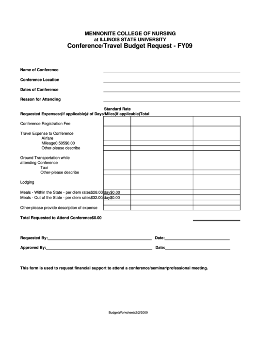 Conference Travel Budget Request Form