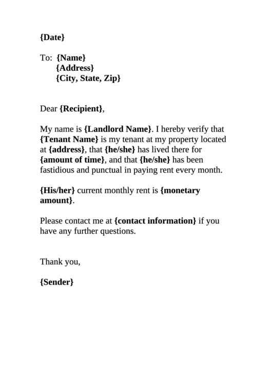 Landlord Proof Of Residency Letter Template Printable pdf