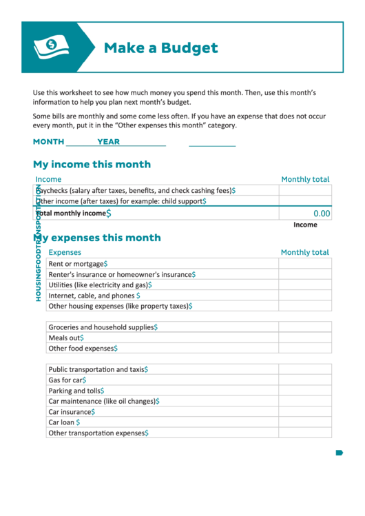 Fillable Budget Worksheet Template Printable pdf