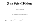 High School Diploma Certificate Of Completion