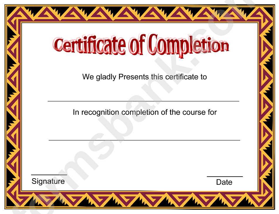 Certificate Of Course Completion