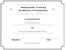 Ambassador Training Certificate Of Completion