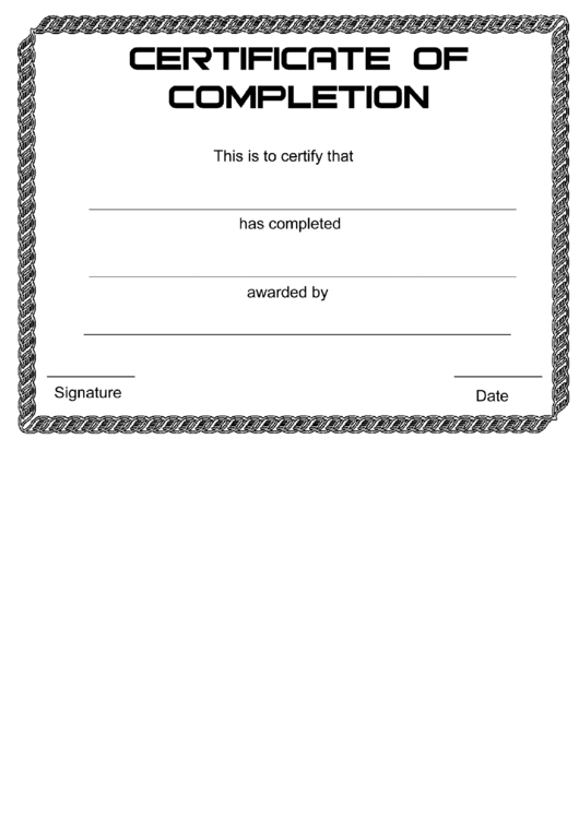 Certificate Of Completion Printable pdf