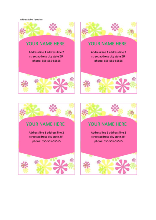 Address Label Template - Flowers Printable pdf